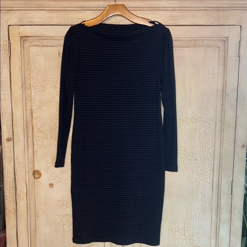 Hatch Women’s Maternity Long Sleeve Stretchy Blue + Green Sweater Dress